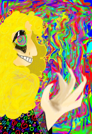 A digital drawing of Michael, the Distortion, from the podcast The Magnus Archives. He has slightly warped yellow hair, spirals in it to represent curls. It is a side profile with Michael facing the right of the screen from the bust up. He has a cartoony g
